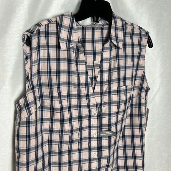 Vintage NWT sleeveless country pink plaid shirt L & XL Yellowstone,western vibe - Picture 6 of 15